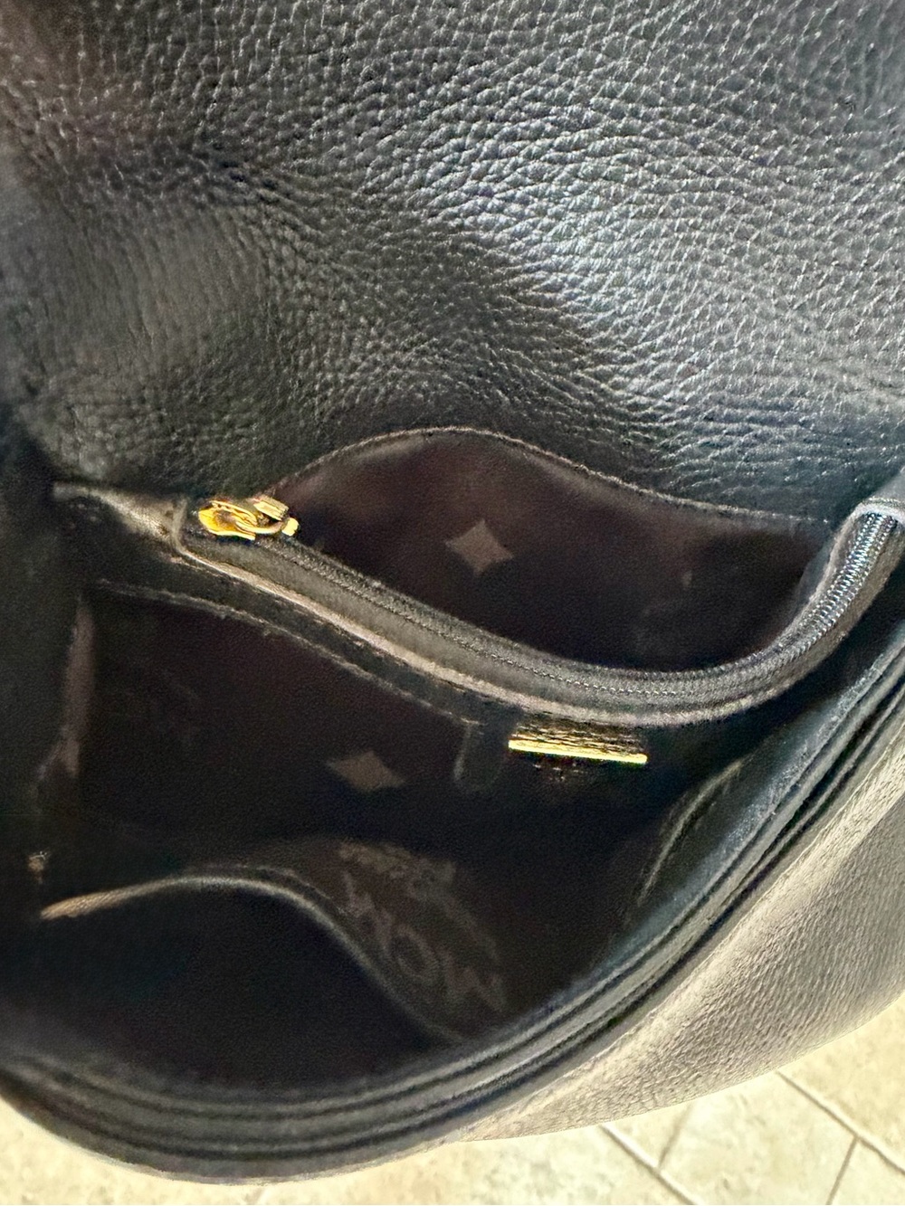 MCM Pebbled Black Leather Crossbody Bag with outside slip pocket!! - Picture 14 of 16